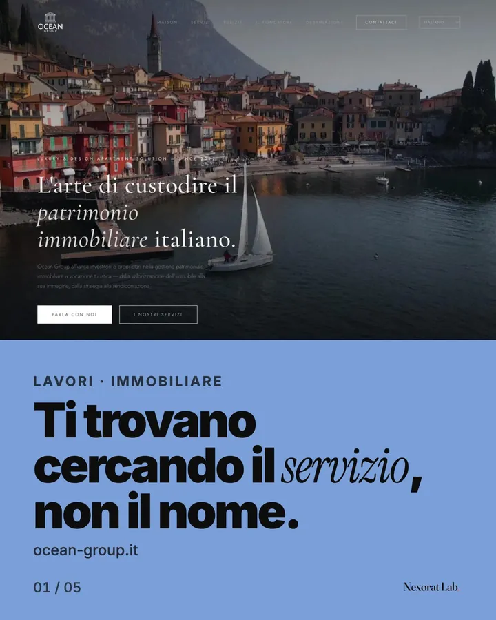 Slide 1 di 5: Lavori · Immobiliare — Ti trovano cercando il servizio, non il nome. ocean-group.it