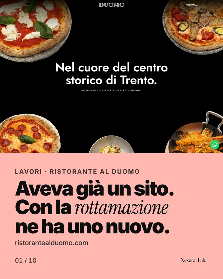 Slide 1 di 10: Lavori · Ristorante Al Duomo — Aveva già un sito. Con la rottamazione ne ha uno nuovo. ristorantealduomo.com