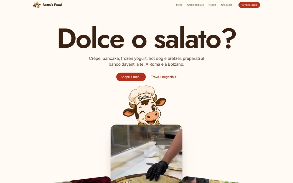 Sito Betta’s Food — crêpe dolci e salate a Roma e Bolzano