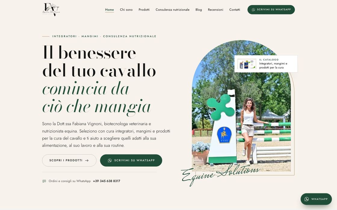 Sito FV Equine Solutions — nutrizione e prodotti per il cavallo