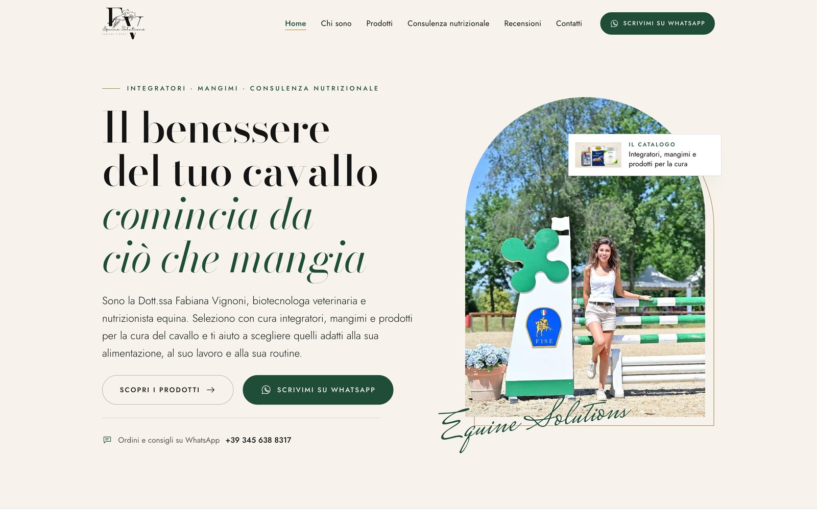 Sito FV Equine Solutions — nutrizione e prodotti per il cavallo